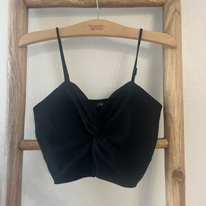 Timing Black Tie Front Crop Camisole